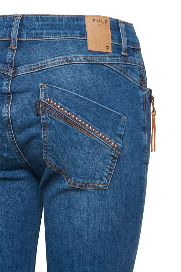 Halloween Grønland gå ind Pulz Carmen jeans med nitter, smalle, blå